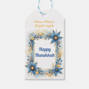 Hanukkah watercolor Floral Glow Gift Tags