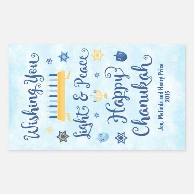 Hanukkah Whimsical Light and Peace Sticker (Front)