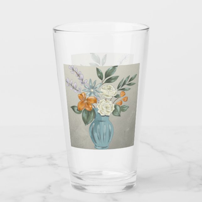 Hanukkah White Roses Glass (Front)