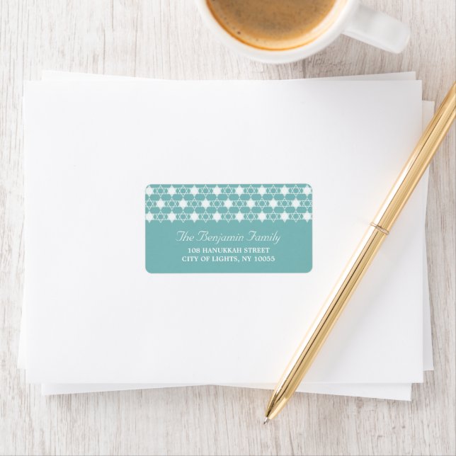 Hanukkah White Stars Of David Pattern Address  Label (Insitu)