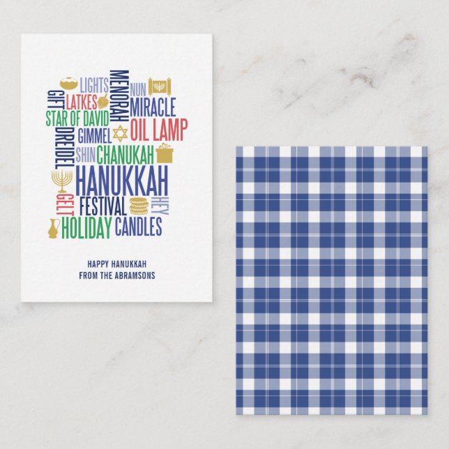 Hanukkah Words Holiday Mini Note Card (Front/Back)
