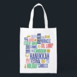 Hanukkah Words Holiday Reusable Tote Bag<br><div class="desc">You can find additional coordinating items in our "Hanukkah Words Holiday" collection.</div>