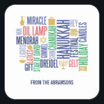 Hanukkah Words Holiday Square Stickers<br><div class="desc">Personalize the custom text above. You can find additional coordinating items in our "Hanukkah Words Holiday" collection.</div>