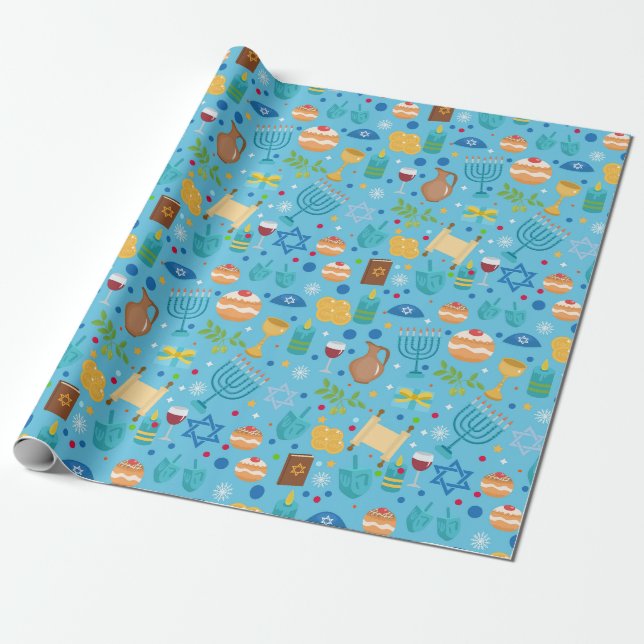 Hanukkah Wrapping Paper (Unrolled)