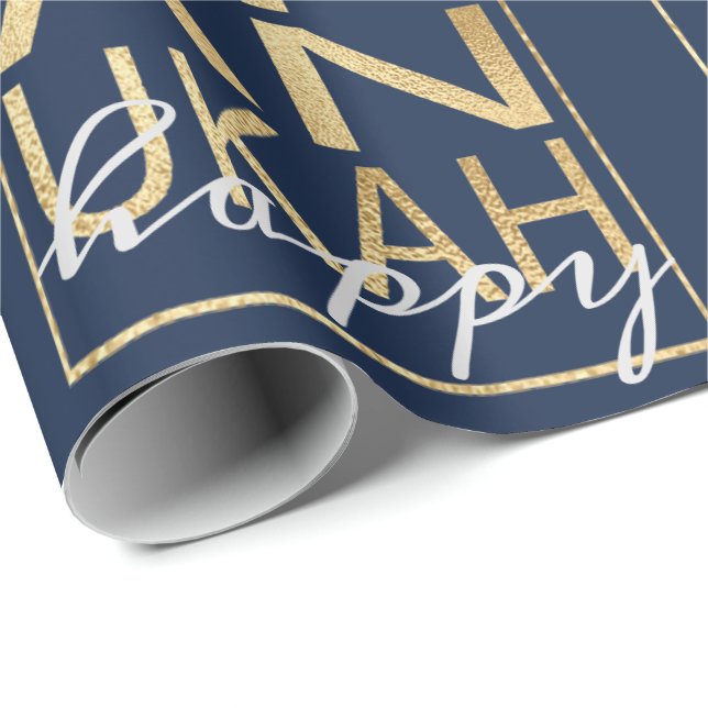 Hanukkah Wrapping Paper Chanukah Happy Gold (Roll Corner)