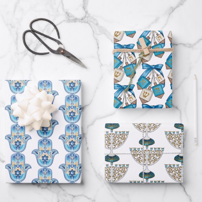 Hanukkah Wrapping Paper Sheet (Front)