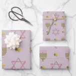 Hanukkah wrapping paper sheet<br><div class="desc">Periwinkle and gold Hanukkah paper in 3 scales.</div>
