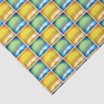 Hanukkah Yellow Blue Menorah Pattern Modern Simple Tissue Paper<br><div class="desc">A close-up photo of bright, colourful, blue green and yellow gold artsy menorahs helps you usher in the holiday of Hanukkah in style. Feel the warmth and joy of the holiday season whenever you use this bright, colourful Hanukkah tissue paper. Matching cards, postage, stickers, pillows, housewares, totebags, and other products...</div>