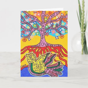 Hanukkah Yiddish Spiritual Language of Peace Tree Card