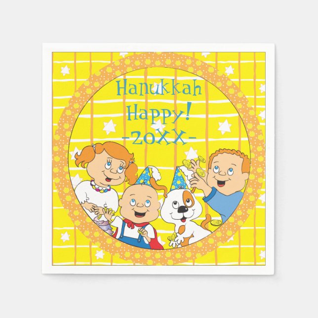 Hanukkah Zeevie and Friends Napkin (Front)