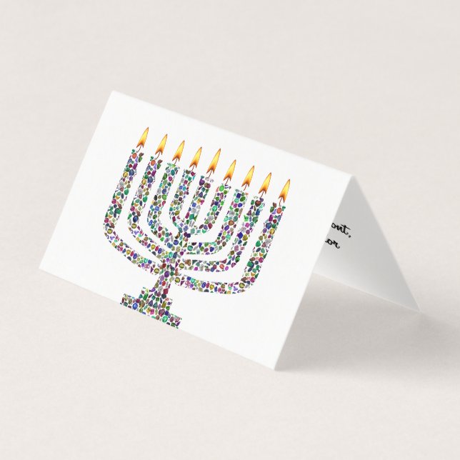 Hanukkiah fait avec Gemstones Folk Card (Front)