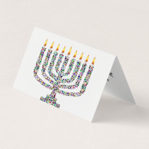 Hanukkiah fait avec Gemstones Folk Card