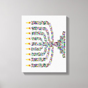 Hanukkiah made with Gems Stretched Canvas Print