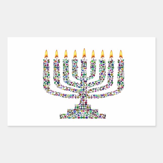 Hanukkiah made with Gemstones Sticker (Front)