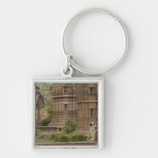 Hanuman Langurs or Black-faced, Common or Grey Keychain (Front)