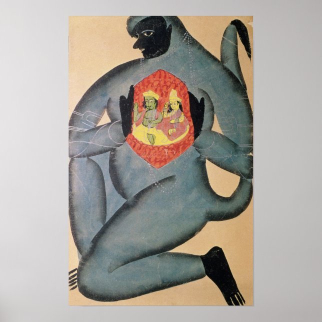 Hanuman revealing Rama and Sita Poster (Front)