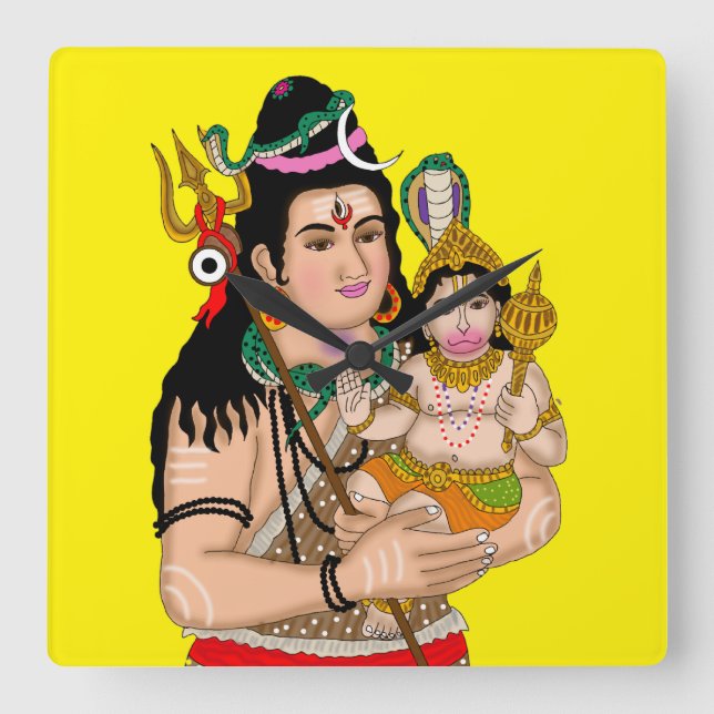Hanuman & Shiva Wall Clock (Front)
