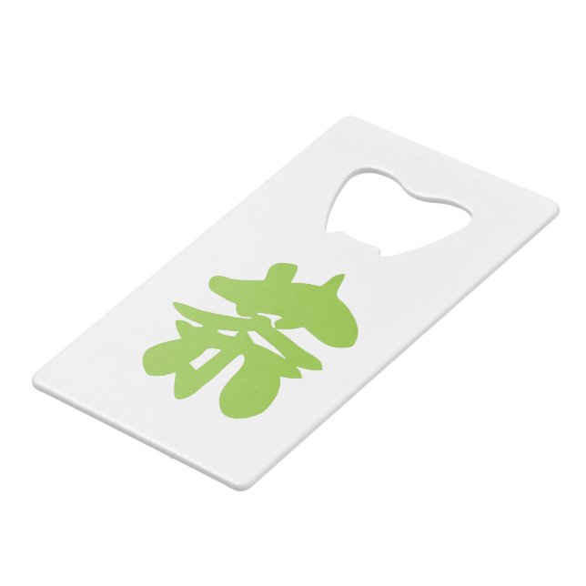 Hanzi / Kanji Language Character Chinese Tea Credit Card Bottle Opener (Front Angled)