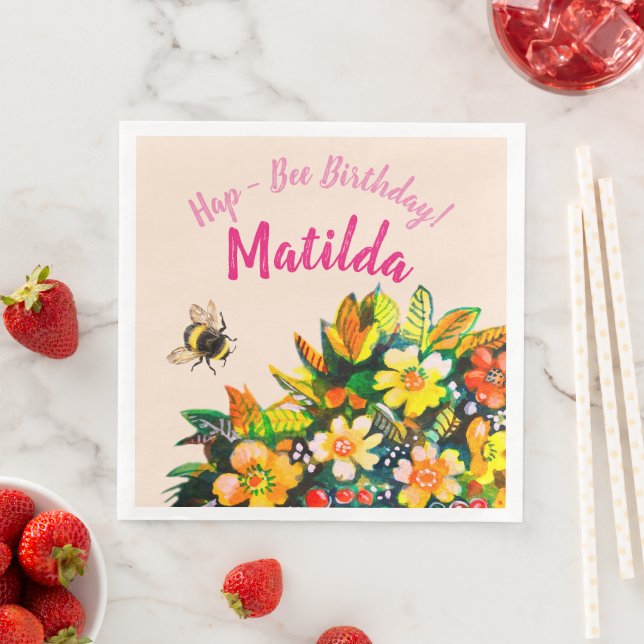 Hap - Bee Birthday Napkin (Insitu)