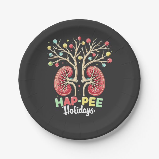 Hap-Pee Holidays Dialysis Kidney Awareness Xmas Paper Plate (Front)