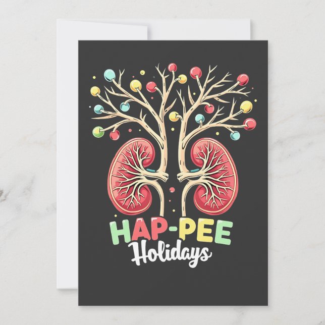 Hap-Pee Holidays Dialysis Kidney Awareness Xmas Thank You Card (Front)