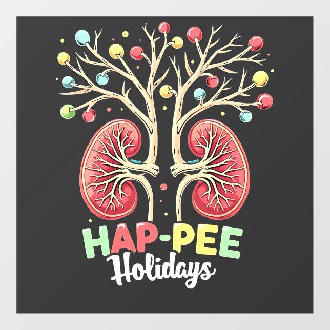 Hap-Pee Holidays Dialysis Kidney Awareness Xmas Window Cling (Sheet)