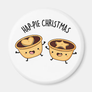 Hap-pie Christmas Funny Christmas Pie Pun Magnet