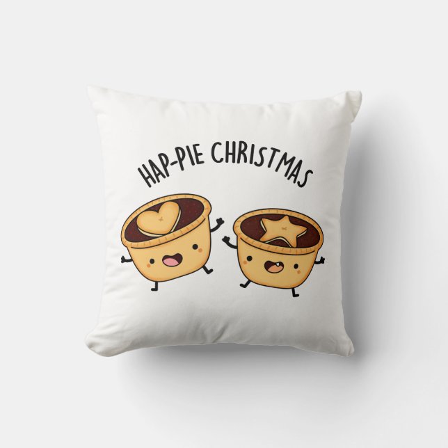 Hap-pie Christmas Funny Christmas Pie Pun  Throw Pillow (Front)