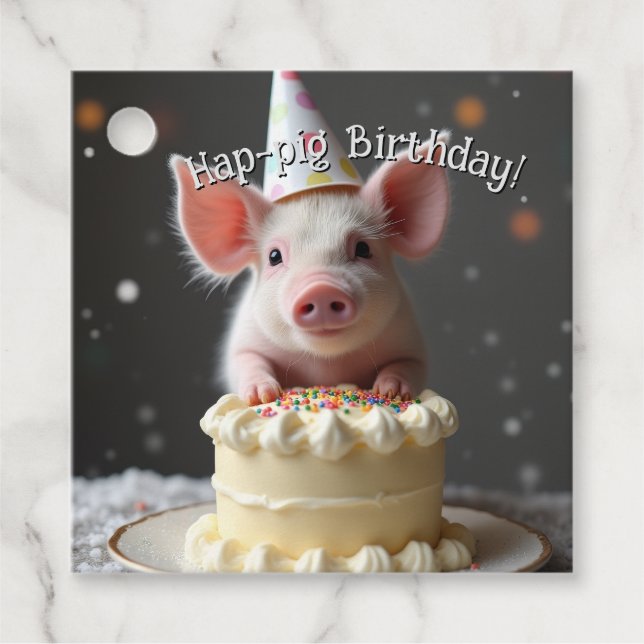Hap pig Birthday Favour Tags (Front)