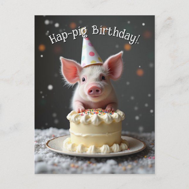 Hap pig Birthday Postcard (Front)