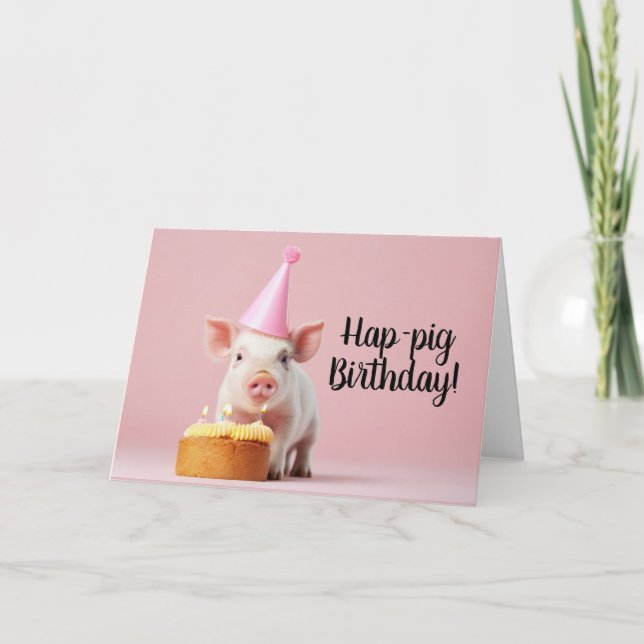 Hap-pig Birthday! Thank You Card (Front)