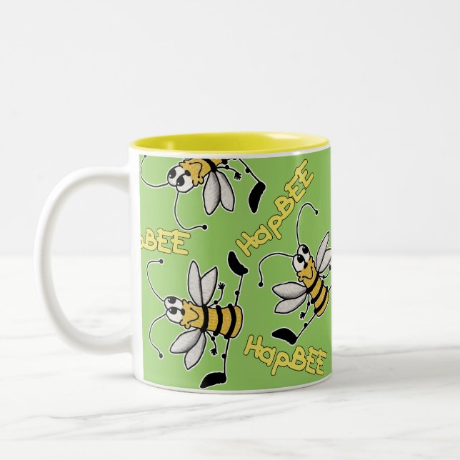 HapBEE Bee Collage Birthday Two-Tone Coffee Mug (Left)