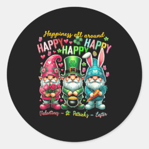 Hapness Allaround Gnome Happy Valentine St Patrick Classic Round Sticker