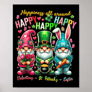 Hapness Allaround Gnome Happy Valentine St Patrick Poster