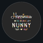 Hapness Is Being A Nunny Cute Grandma Christmas Gi Classic Round Sticker<br><div class="desc">Hapness Is Being A Nunny Cute Grandma Christmas Gift</div>