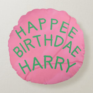 Happee Birthdae Cake Pouf Pillow