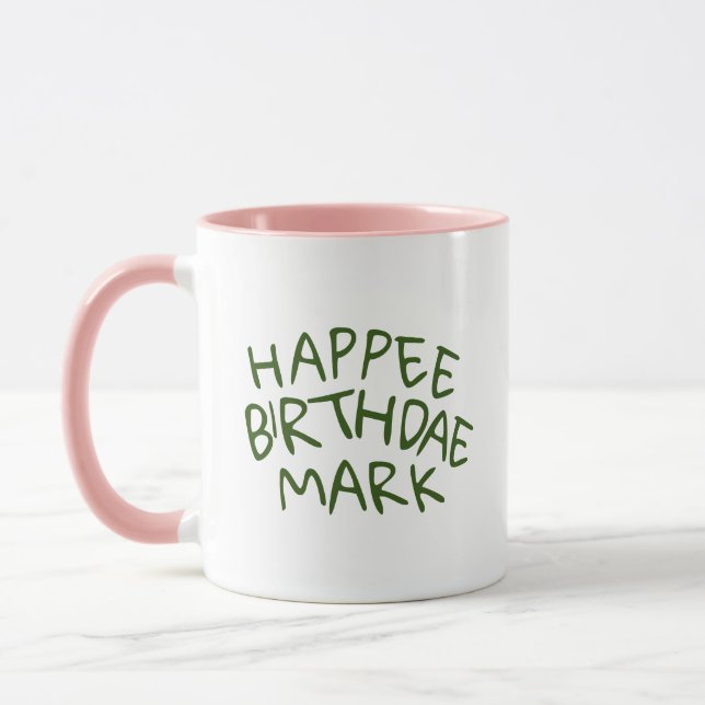 Happee Birthdae Name with Green Text Mug (Left)