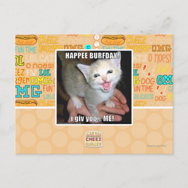 HAPPEE BURFDAY! POSTCARD (Front)