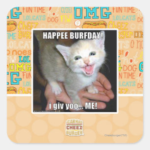 HAPPEE BURFDAY! SQUARE STICKER
