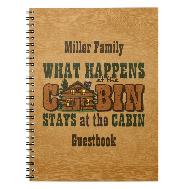 Happens At The Cabin Personalized Guestbook Notebook (Front)