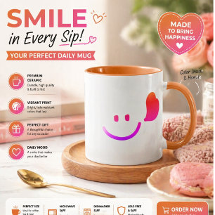 HappeSmiley Face with Heart – Minimalist Happy Vib Mug