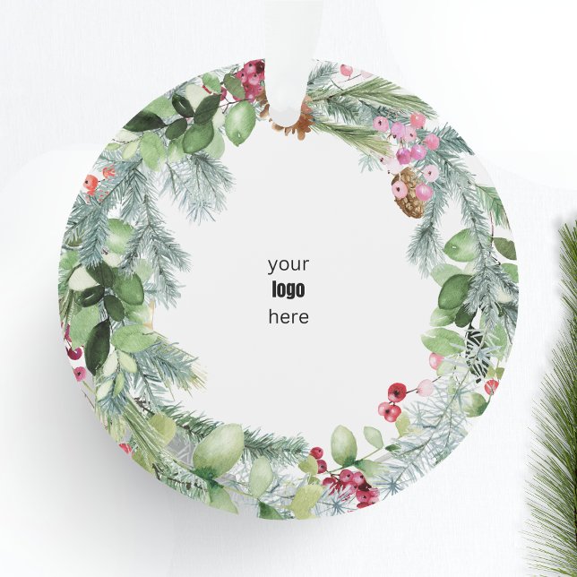 Happest Holidays Wreath Holly Your Company Logo (Créateur téléchargé)