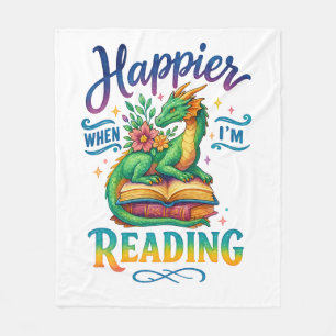 Happier When I'm Reading Fleece Blanket