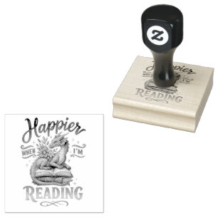 Happier When I'm Reading  Rubber Stamp