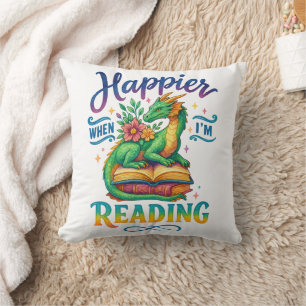 Happier When I'm Reading Throw Pillow