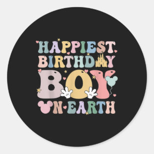 Happiest Birthday Boy On Earth, Matching Family, B Classic Round Sticker