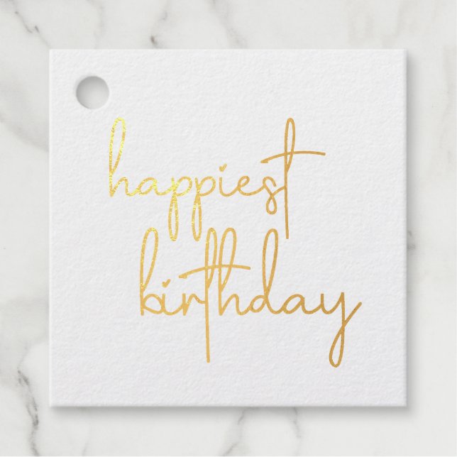 Happiest Birthday Trendy Script Favour Tags (Front)