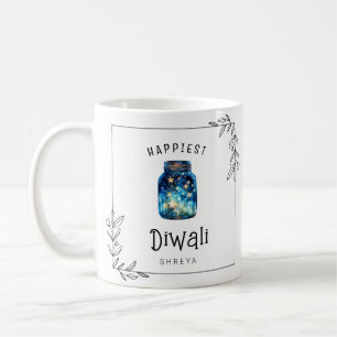Happiest Diwali watercolour stars customisable Coffee Mug