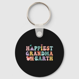 Happiest Grandma On Earth Groovy Mom Mother's Day Keychain