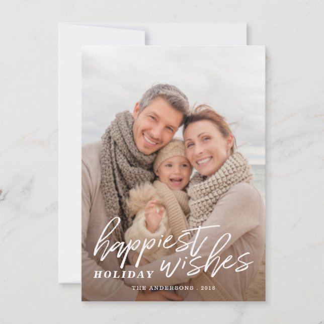 Happiest Holiday Wishes Handwritten Script Photo (Front)